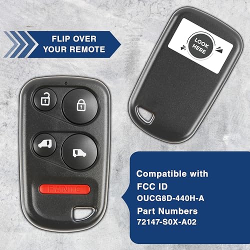 KeylessOption 2X KeylessOption Key Fob Replacement for 2001 2002 2003 2004 Honda Odyssey Remote, 5-Button OUCG8D-440H-A, Self Programming - Image 4