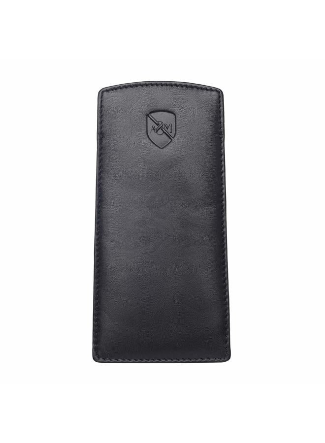 ALLEN & MATE 100% Leather Slim Glasses Case for Reading and Computer Glasses for Men & Women, Black, One Size - Image 1