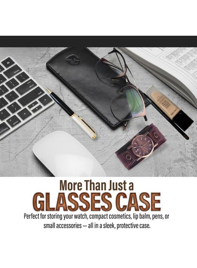 ALLEN & MATE 100% Leather Slim Glasses Case for Reading and Computer Glasses for Men & Women, Black, One Size - Image 4