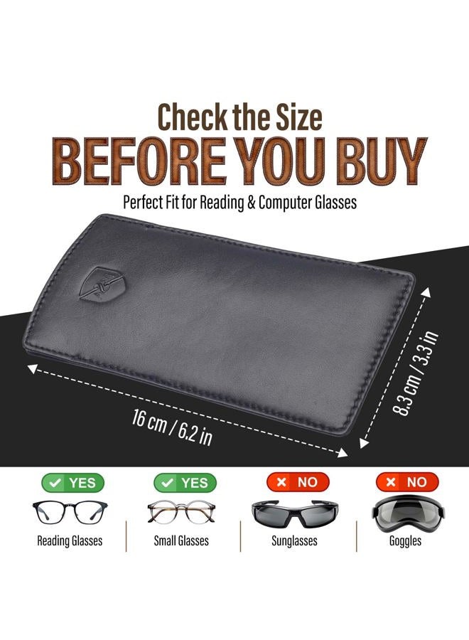 ALLEN & MATE 100% Leather Slim Glasses Case for Reading and Computer Glasses for Men & Women, Black, One Size - Image 3