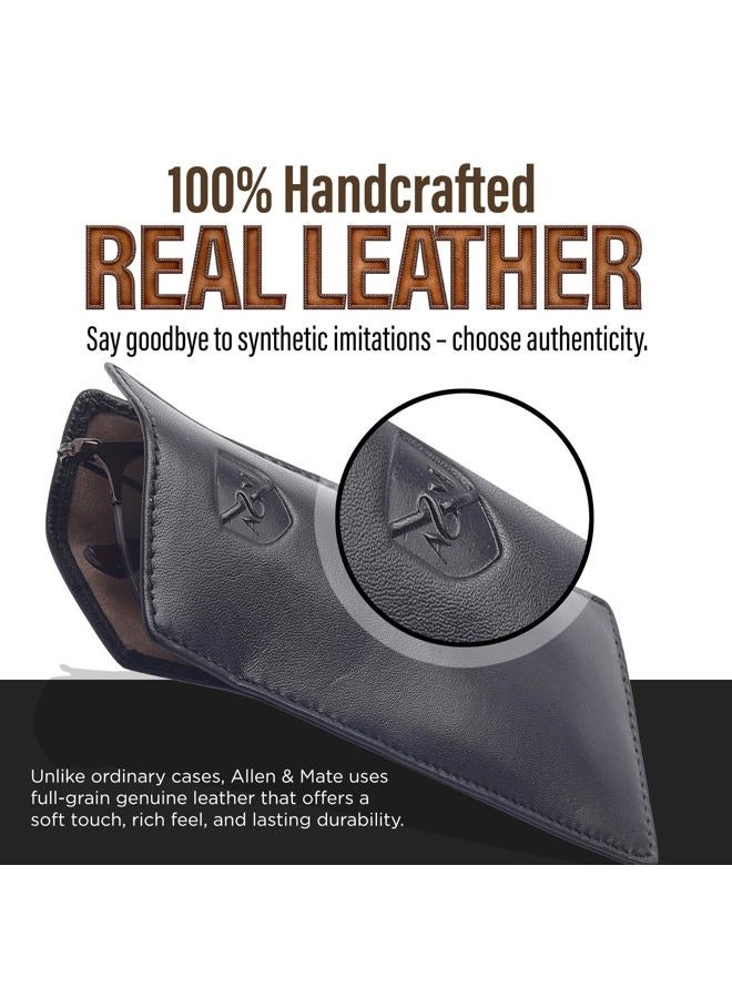 ALLEN & MATE 100% Leather Slim Glasses Case for Reading and Computer Glasses for Men & Women, Black, One Size - Image 2