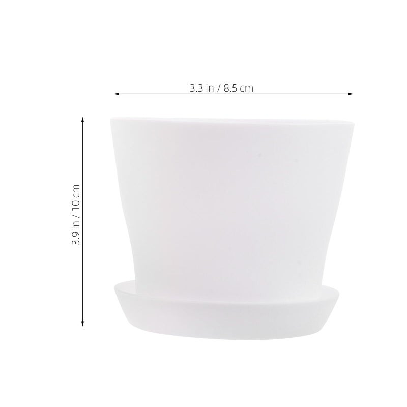 4 Inch Plastic Succulent Plant Pots With Drainage Saucers High Waist Mini Flower Containers For Indoor Balcony Home Office Garden - Image 3