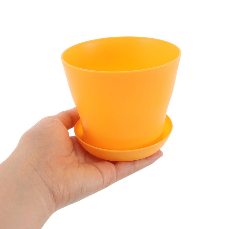 4 Inch Plastic Succulent Plant Pots With Drainage Saucers High Waist Mini Flower Containers For Indoor Balcony Home Office Garden - Image 5