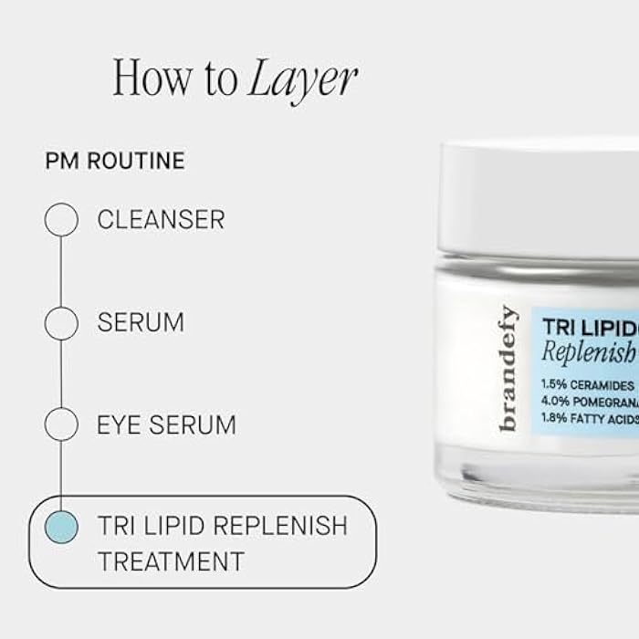 Brandefy Tri Lipid Replenish Treatment - 1.5% Ceramides, 4.0% Sterols, 1.8% Fatty Acids - Peptide Moisturizer, Hydrating Face Cream, Made in the USA (1.6 Oz) - Image 5