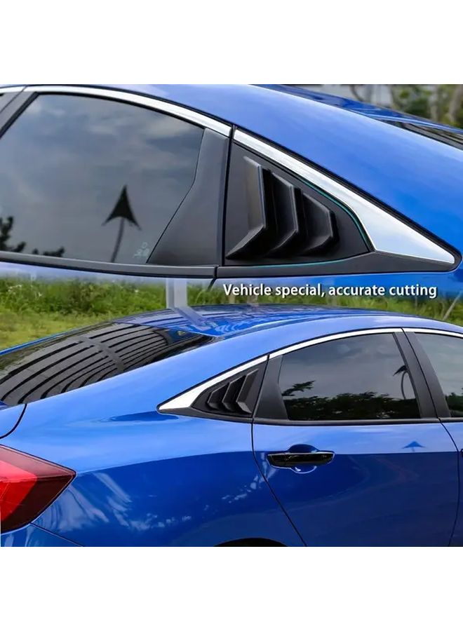 Matte Black Rear Side Window Louvers For Civic Sedan Models - Image 3