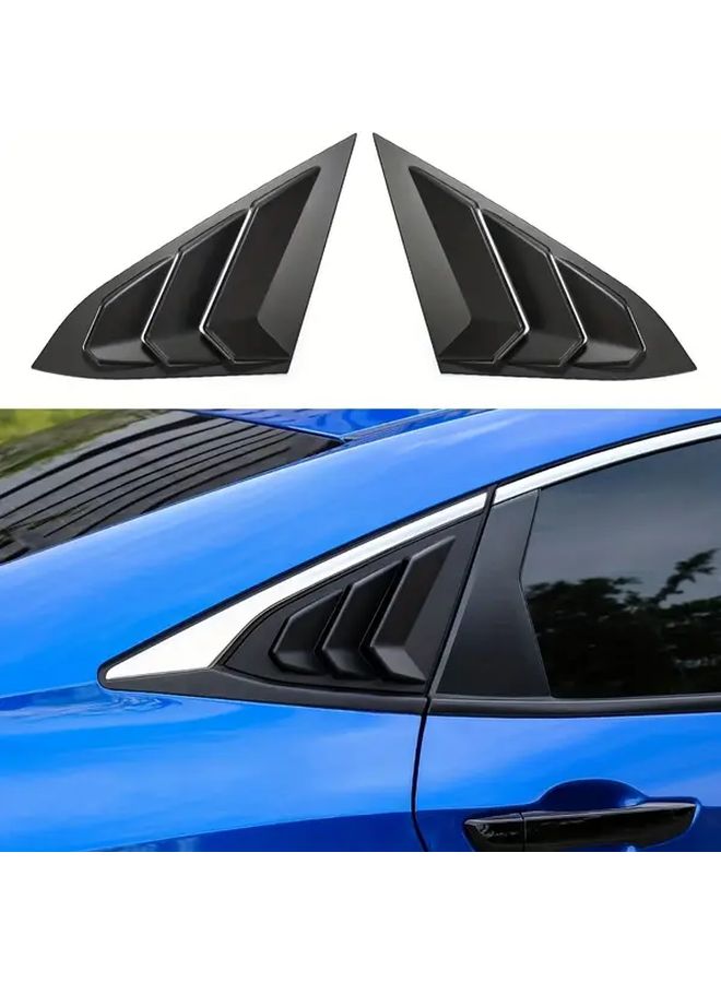 Matte Black Rear Side Window Louvers For Civic Sedan Models - Image 1