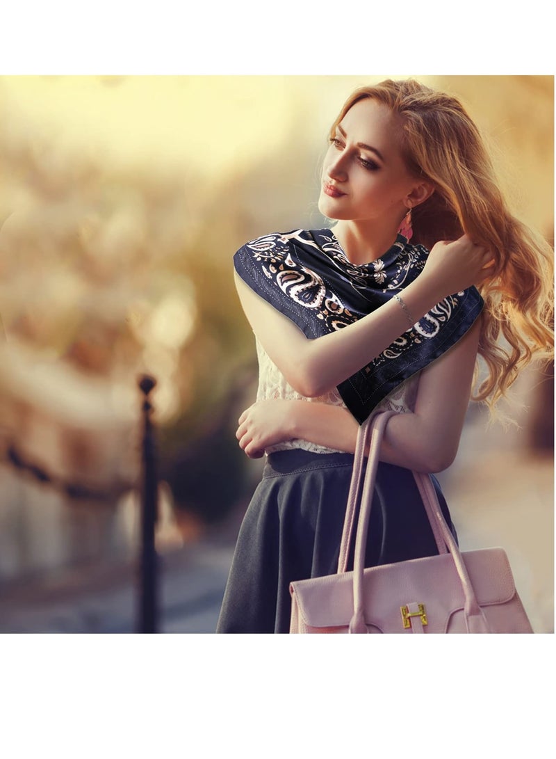 Zikra Silk Like Head Scarf - 35" Square Fashion Silk Feeling Scarf for Women's Hair Wrapping at Night. - Image 3