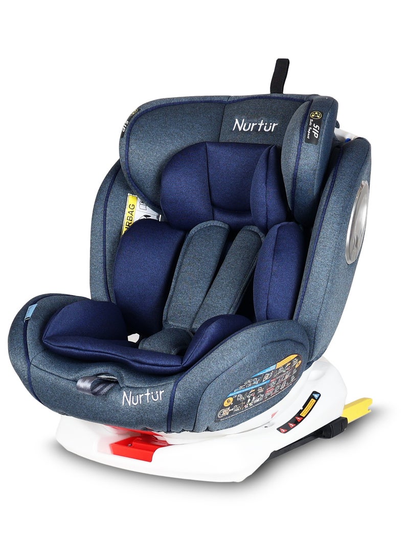 Nurtur Ultra Baby 4 in 1 Car Seat ISOFIX 9-Level Adjustable Headrest and Canopy  Upto 36kg Shiny Blue - Image 1