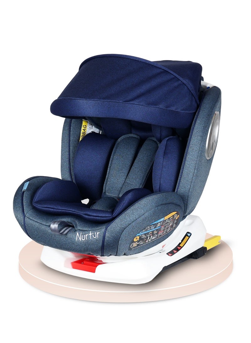 Nurtur Ultra Baby 4 in 1 Car Seat ISOFIX 9-Level Adjustable Headrest and Canopy  Upto 36kg Shiny Blue - Image 2