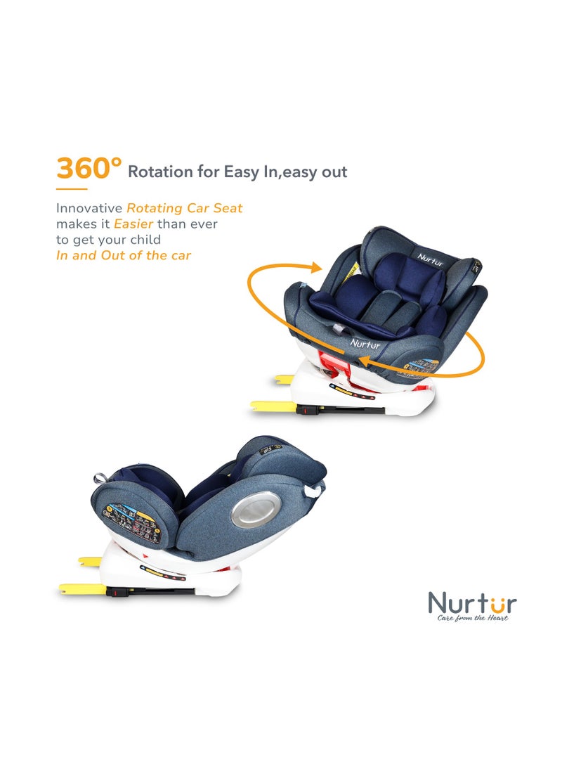 Nurtur Ultra Baby 4 in 1 Car Seat ISOFIX 9-Level Adjustable Headrest and Canopy  Upto 36kg Shiny Blue - Image 4