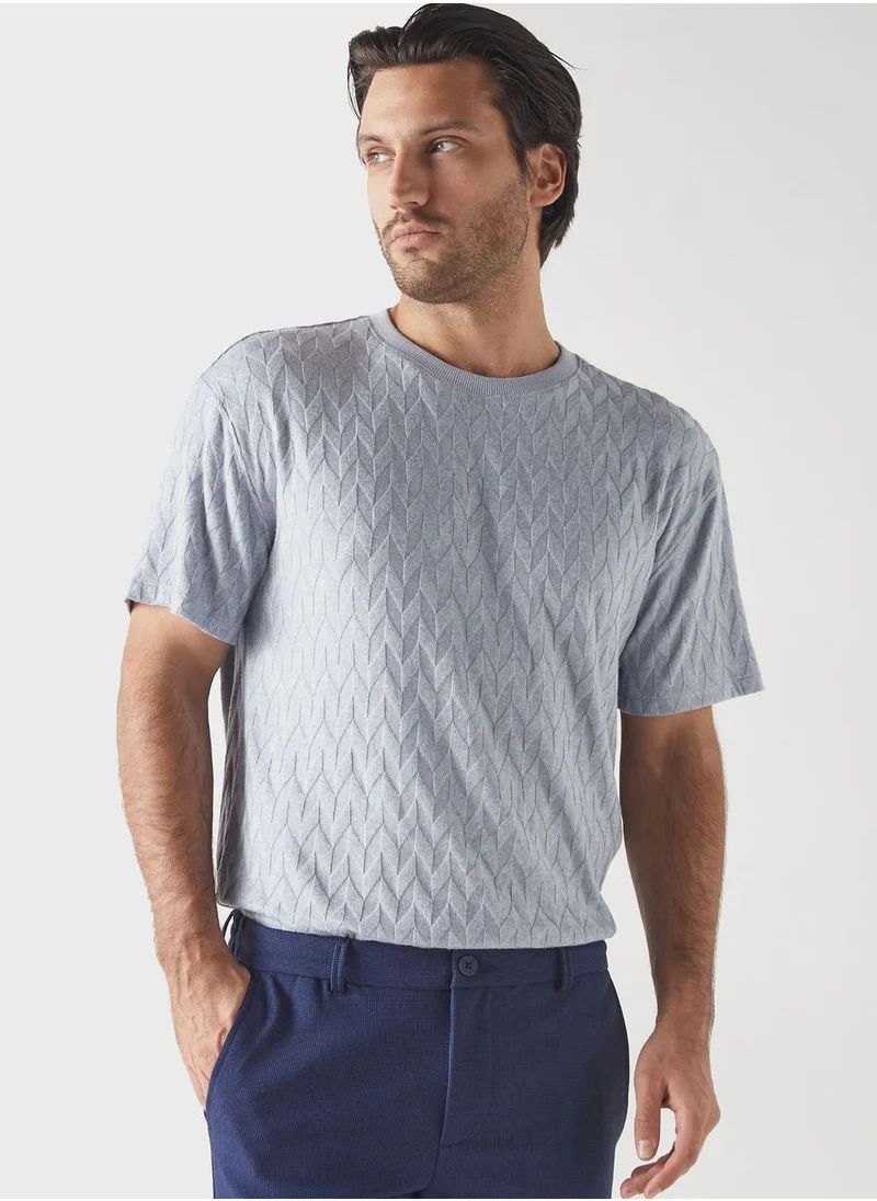 ايكونيك Textured Crew Neck T-Shirt