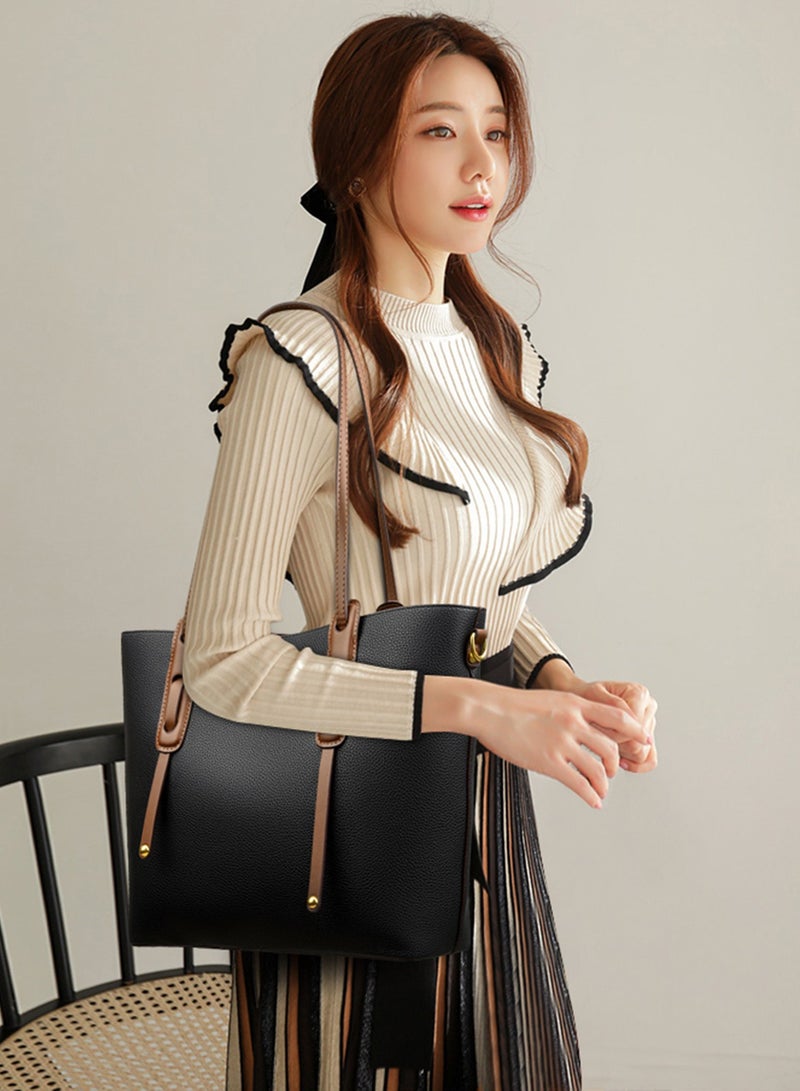 Women's Tote Bag Handbag Shoulder Bag, Large Capacity Fashionable PU Tote Bag with Zipperfor Ladies Girls  - Image 2