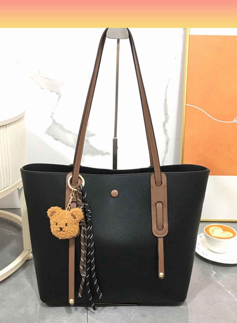 Women's Tote Bag Handbag Shoulder Bag, Large Capacity Fashionable PU Tote Bag with Zipperfor Ladies Girls  - Image 3