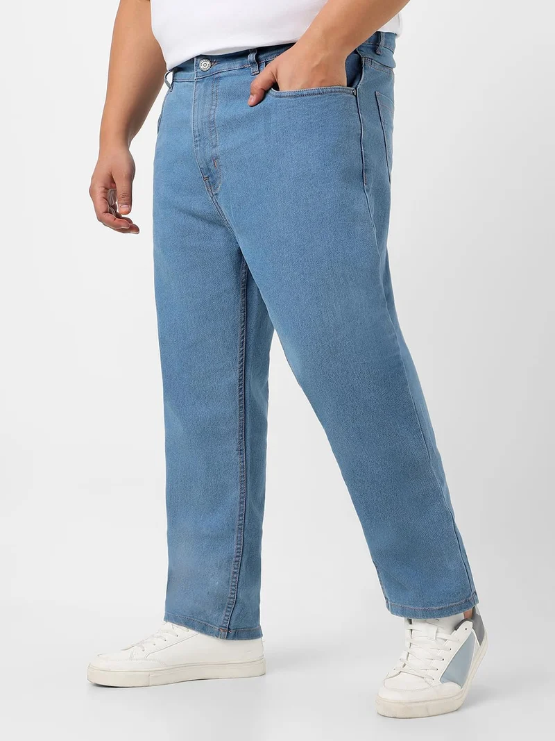 Urbano Fashion  Urbano Plus Men's Light Blue Regular Fit Washed Jeans Stretchable  | Best Price UAE