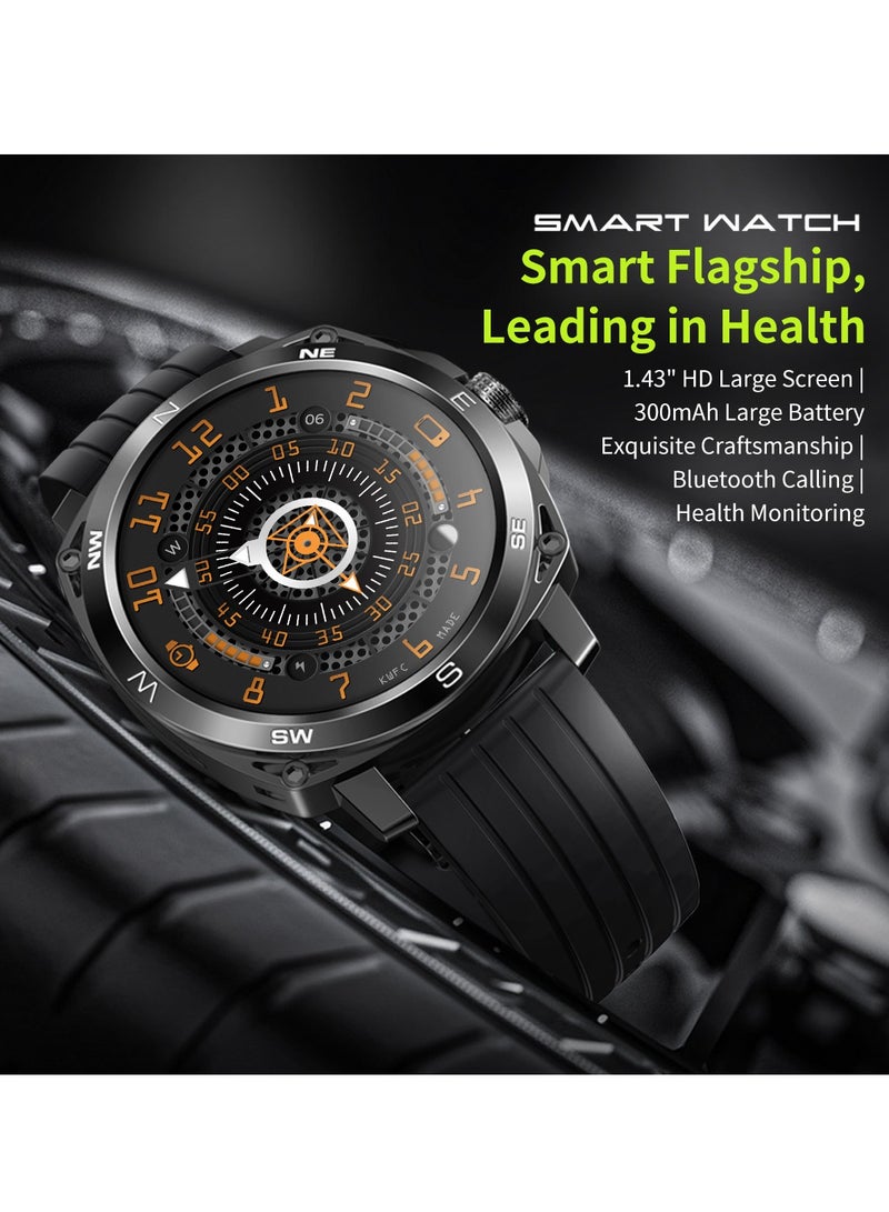 RollsTimi  Smart Watch for Men,1.43" AMOLED HD Fitness Tracker with Sleep Heart Rate Monitor,100+ Sports Modes,Waterproof Activity Trackers,Smartwatches for Android iOS,Black - Image 2