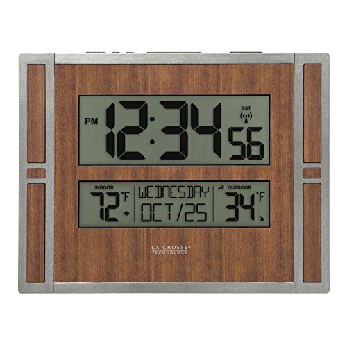 La Crosse Technology BBB86088 Atomic Digital Wall Clock with Indoor & Outdoor Temperature - Image 1