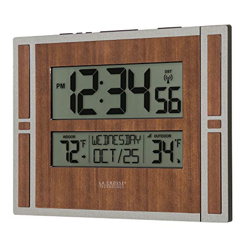 La Crosse Technology BBB86088 Atomic Digital Wall Clock with Indoor & Outdoor Temperature - Image 2