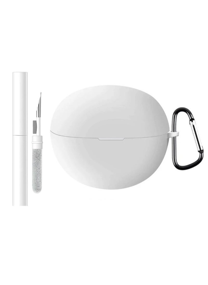 Silicone Case for HUAWEI FreeClip Case Cover with Keychain/Cleaner Kit (White, Enhanced) - Image 1