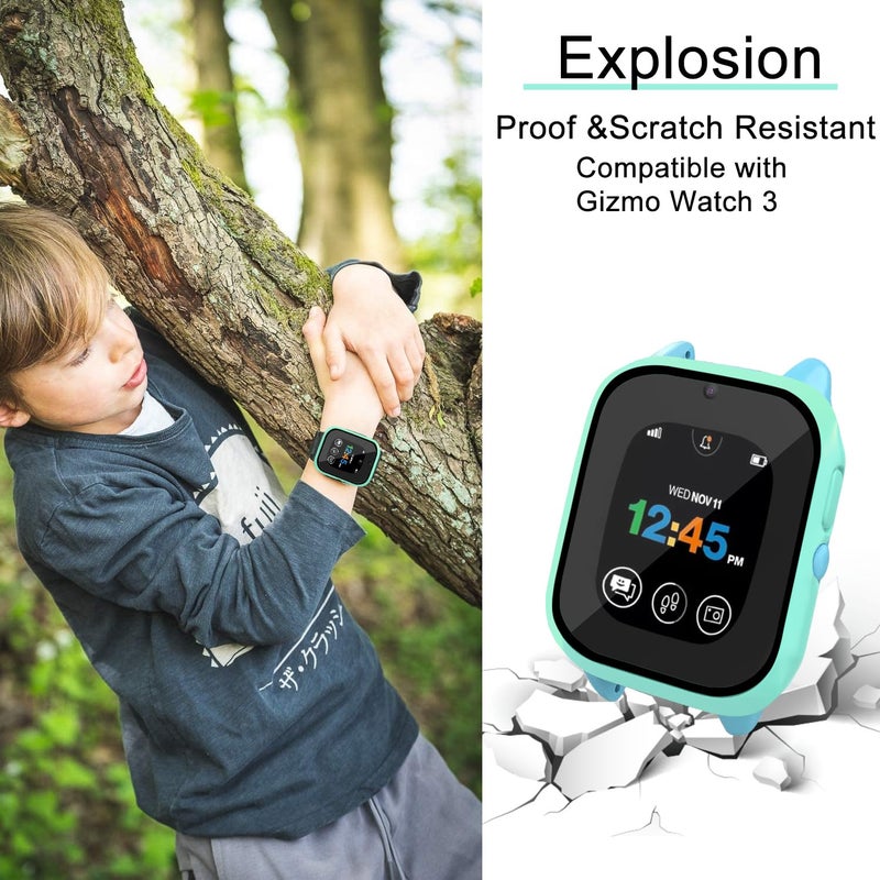 surundo Compatible with Gizmo Watch 3 Screen Protector Case, Hard PC with Tempered Glass High Definition Scratch Resistant Overall Bumper Cover Shell for Verizon Gizmo Watch 3 - Image 5