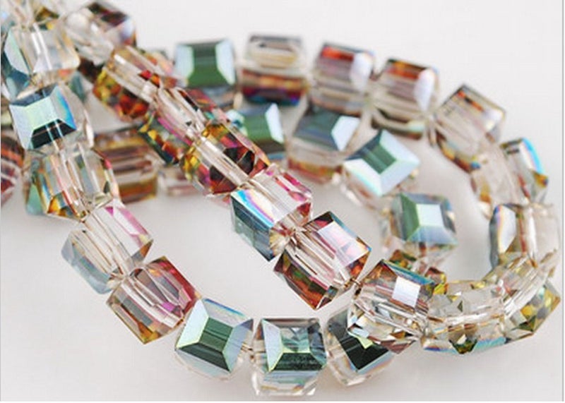 HYBEADS 50pcs 6mm Crystal Cube Beads (mixed Color-50pcs) - Image 2