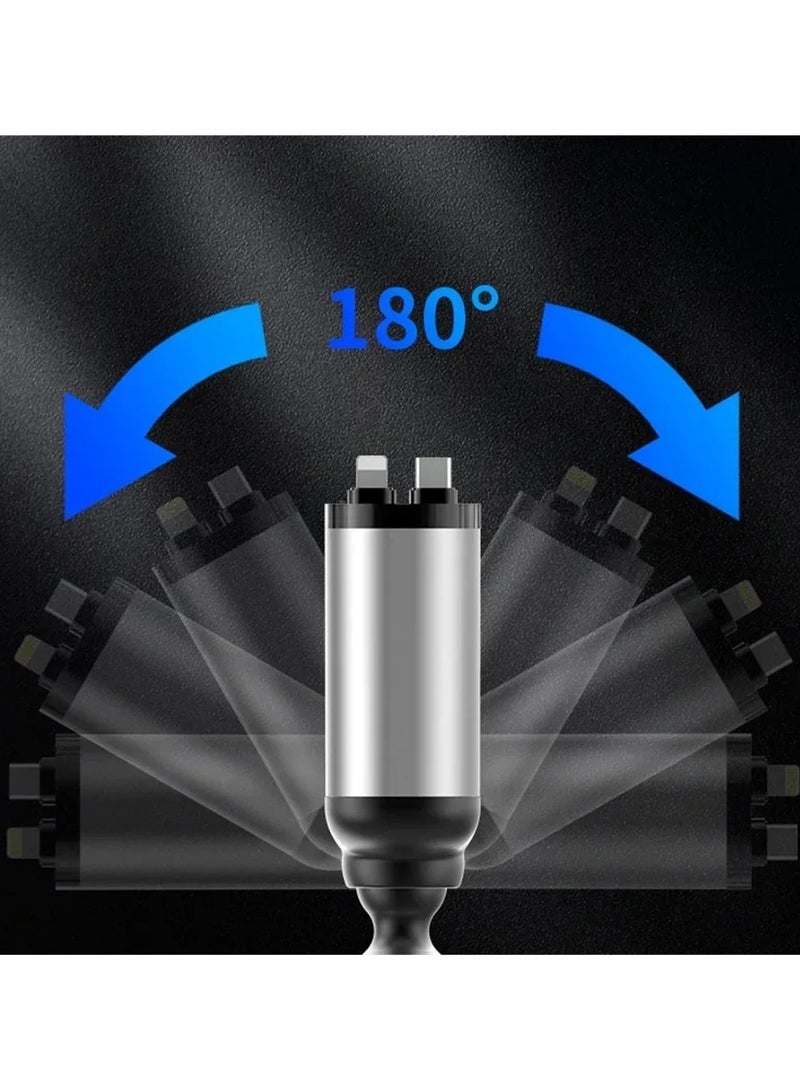 AROAQ 4 in 1 Car Charger 120W Retractable Adapter With USB and Type C Fast Charging Cable for IPhone Xiaomi Huawei and Samsung Devices - Image 4