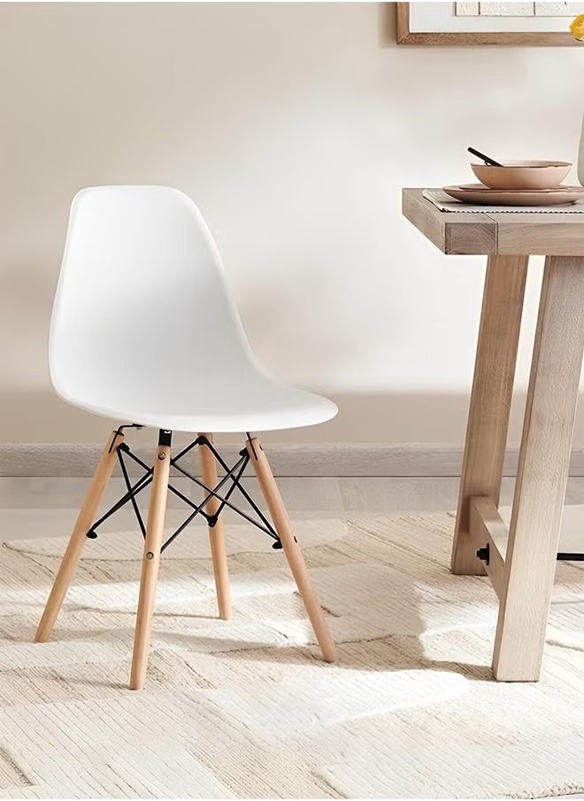 Taimi 3-Piece Dining Set Compact Mid-Century Modern Wooden Table -- 2 White chairs Set  - Image 4