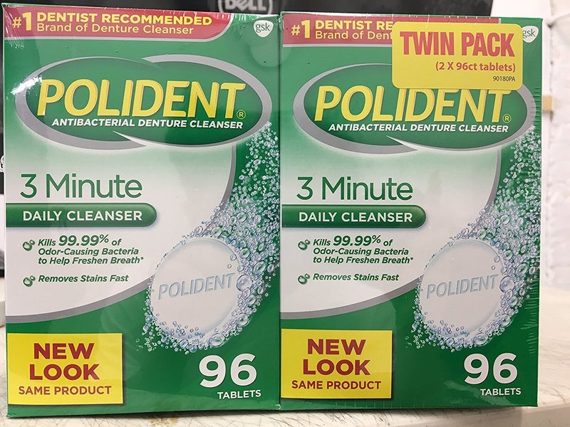 Polident Improved Triple Mint Freshness - Polident Antibacterial 3 Minute Denture Cleanser 96 Tablets per Box (Pack of 2) - Image 1