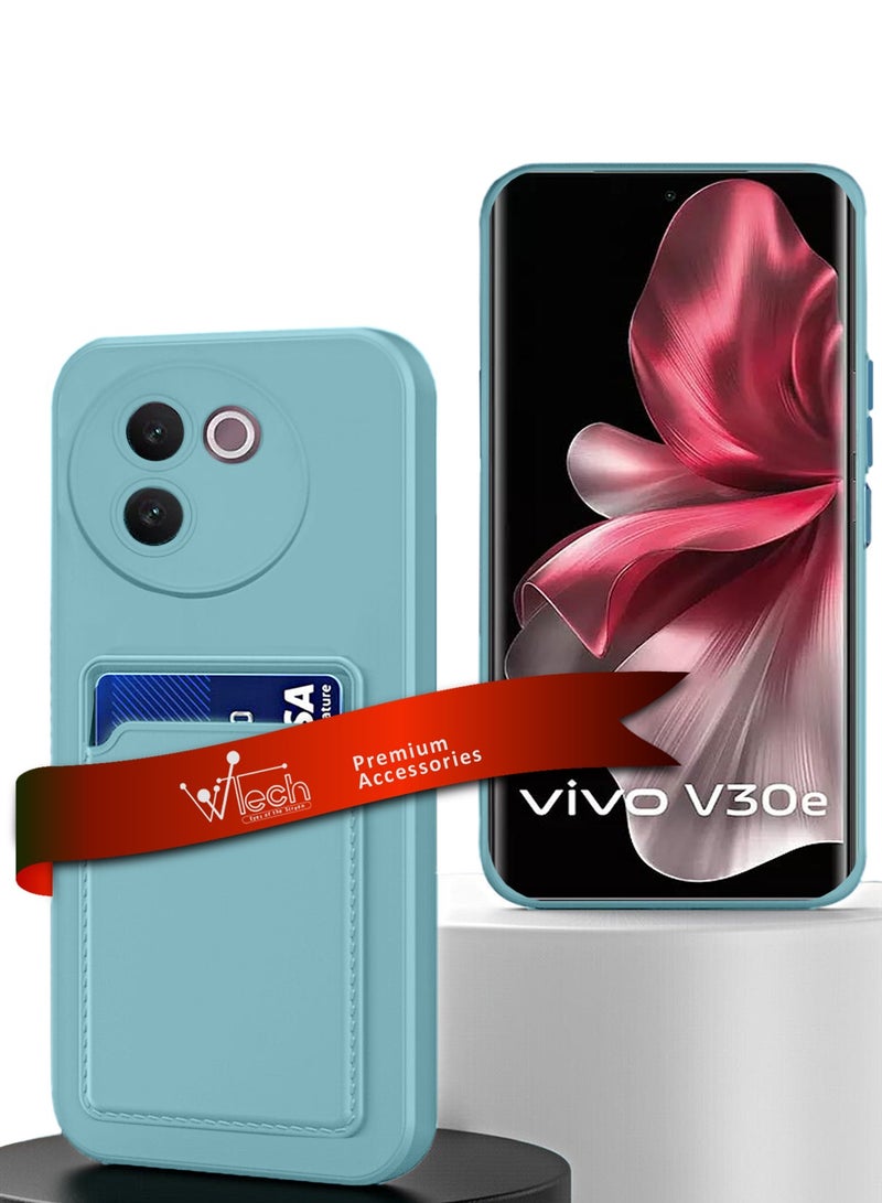 Wtech Silicone TPU With Card Holder Case Cover For Vivo V30e 5G 2024 Sky Blue  - Image 1
