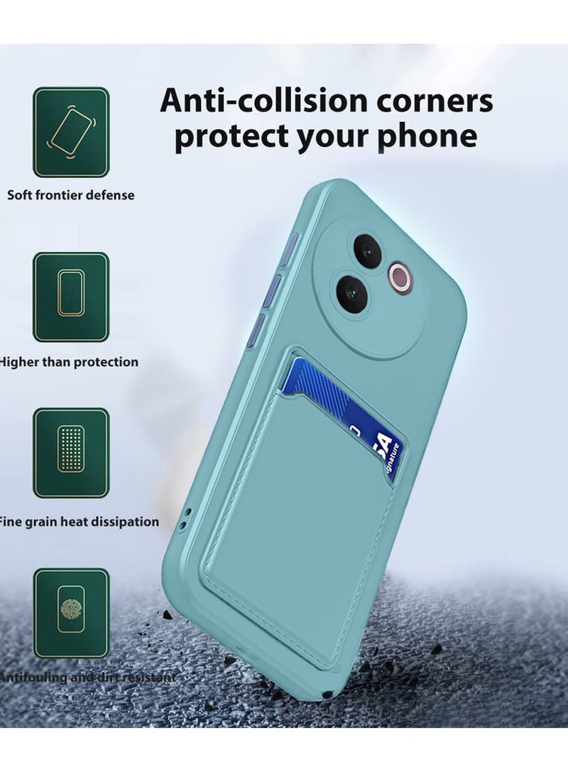 Wtech Silicone TPU With Card Holder Case Cover For Vivo V30e 5G 2024 Sky Blue  - Image 2