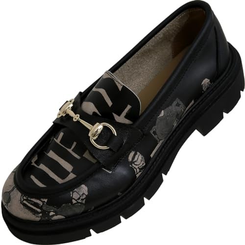 DOGO Penny Loafers for Women - Handmade and Vegan Leather Platform Loafers for Women, Supper Blackwhite Design, Size 6 - Image 3