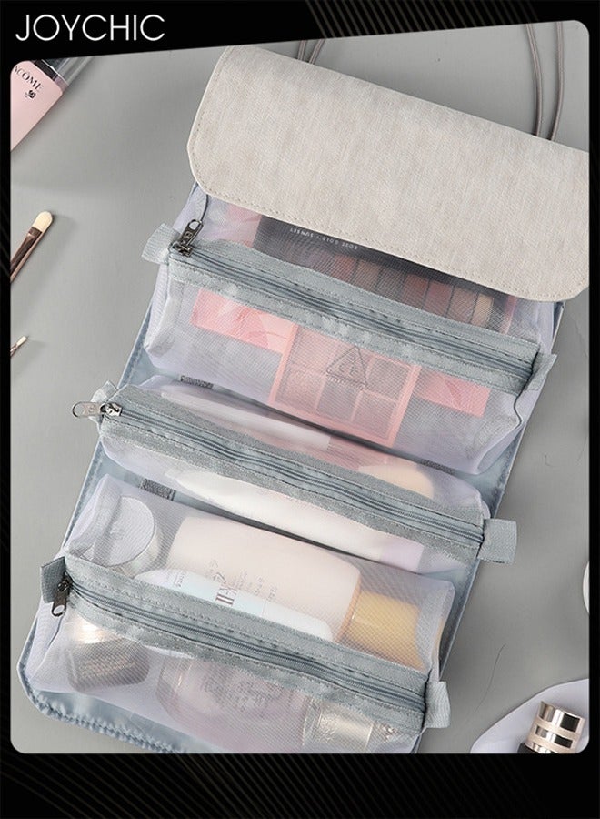 Joychic حقيبة تخزين مستحضرات التجميل المحمولة للسفر قابلة للفصل بسعة كبيرة لتوفير المساحة حقيبة أدوات النظافة للنساء والرجال رمادي - Image 2