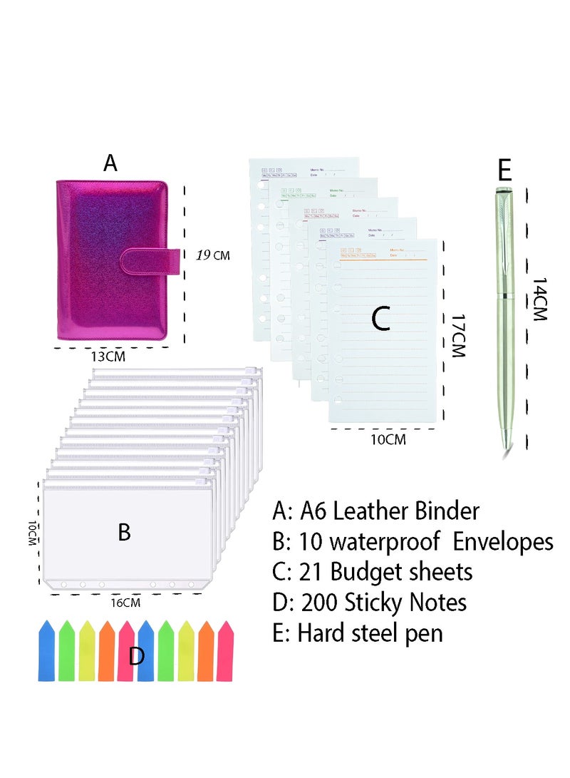 Money envelope, budget papers, and expenses - with cash envelopes for budgeting and saving money - colored sticky notes and a metal pen - Image 2