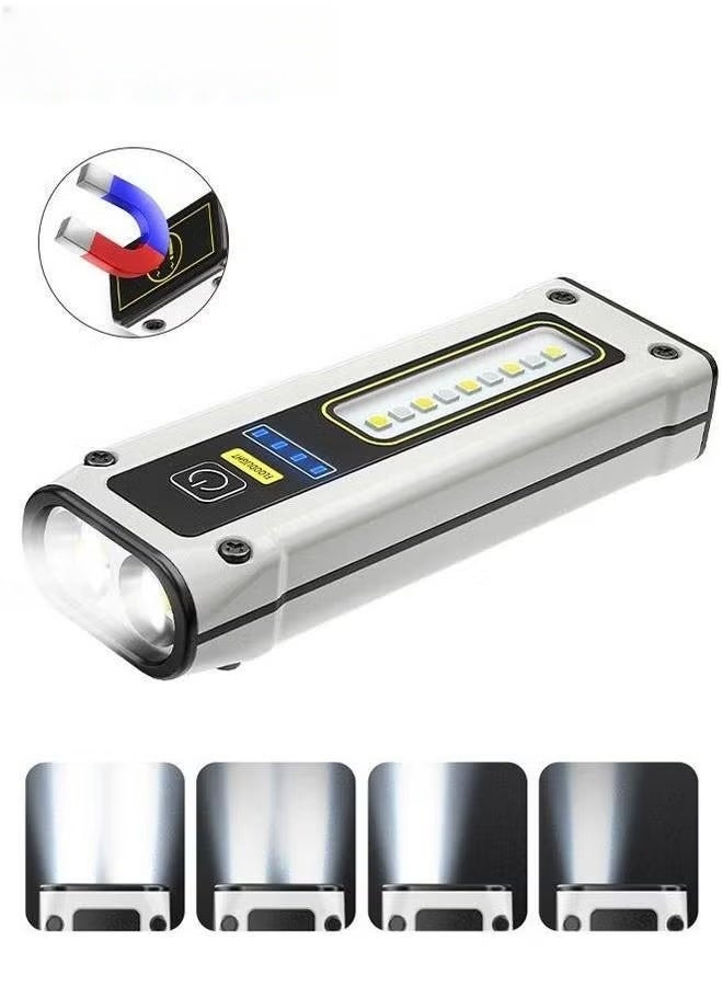 EETU Rechargeable LED Flashlight,Super Bright Flashlight With Battery Display And 3 Modes,Waterproof Torch Light Magnetic Tail,COB Side Lights For Camping Emergencies - Image 1