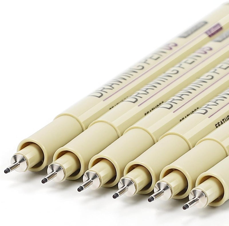 KOUSICOO Muchcute 05 Fine Point Writing Pens: 6 Black 0.45mm Thin Micron Pen 05 No Bleed Bible Journaling Study Supplies Annotation Smooth Waterproof Micro Line Needle Tip Fineliner Gel Felt Ink Markers Stuff - Image 2
