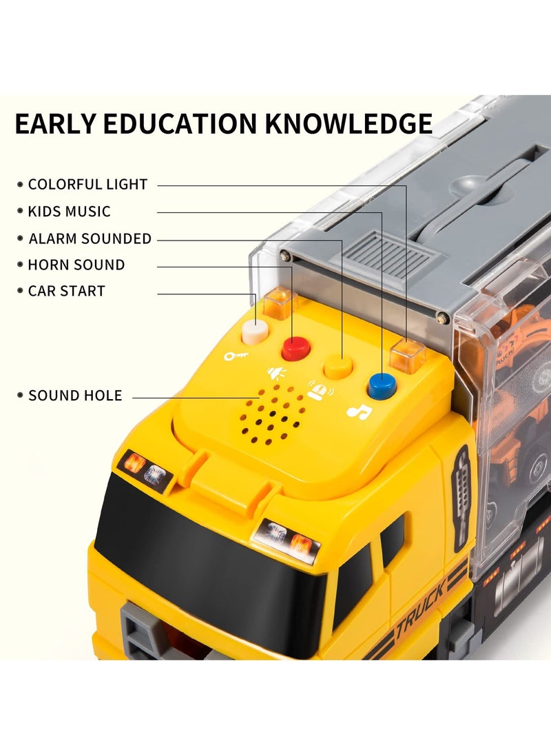 SOLARAE Toddler Toys for 3 4 5 6 Years Old Boys, Die-cast Construction Toys Car Carrier Vehicle Toy Set , Kids Toys Truck Alloy Metal Car Toys Set for Age 3-9 Toddlers Kids Boys & Girls - Image 3