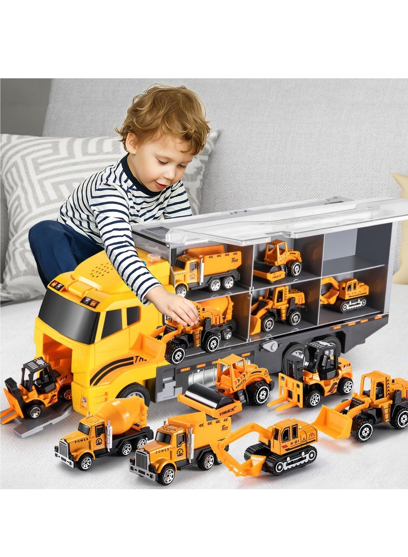SOLARAE Toddler Toys for 3 4 5 6 Years Old Boys, Die-cast Construction Toys Car Carrier Vehicle Toy Set , Kids Toys Truck Alloy Metal Car Toys Set for Age 3-9 Toddlers Kids Boys & Girls - Image 1