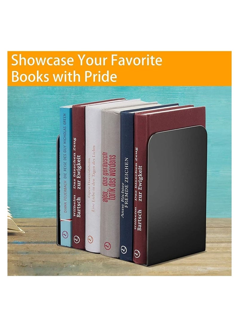 Arabest Book Shelf Holder Home Decorative, Metal Bookends Black (1 Pairs/2 Pieces) - Image 3
