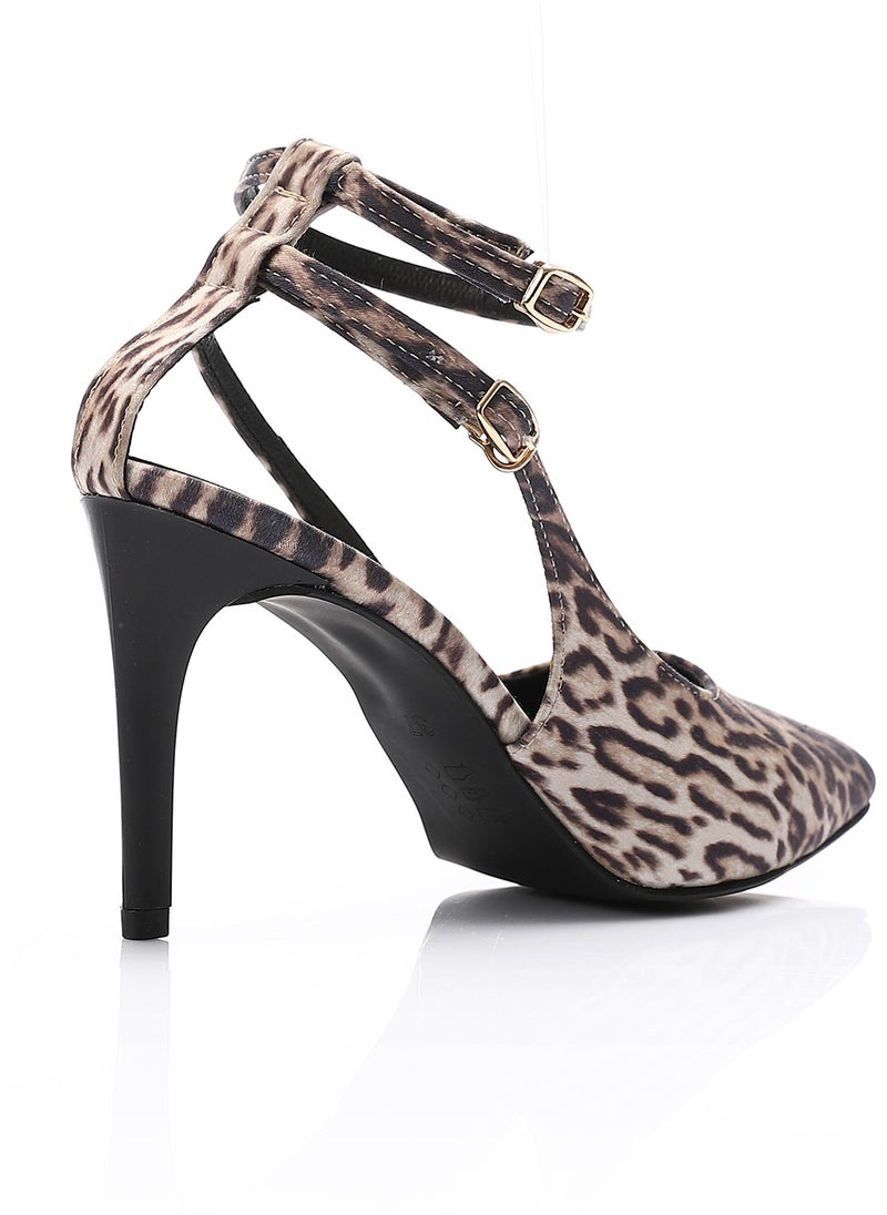 Mr.joe Mr Joe Leopard Print Stiletto Heel Pumps with Double Ankle Straps -3014  - Image 3