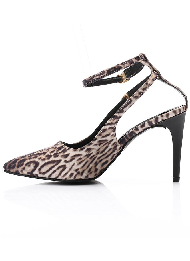 Mr.joe Mr Joe Leopard Print Stiletto Heel Pumps with Double Ankle Straps -3014  - Image 4