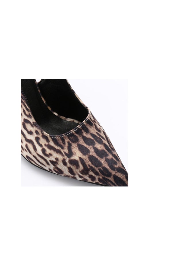 Mr.joe Mr Joe Leopard Print Stiletto Heel Pumps with Double Ankle Straps -3014  - Image 5