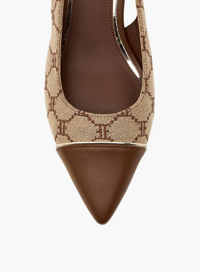 ايل حذاء slingback بطبعة المونوغرام وكعب مدبب وكعب قطة