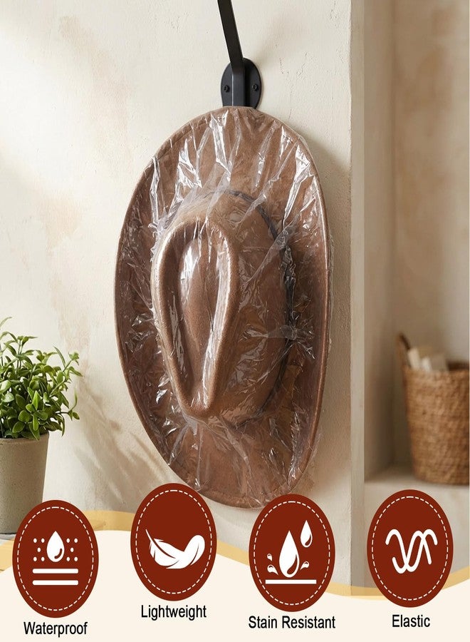 Zelphvt 4 Pcs Cowboy Hat Cover, Unisex Cowboys Hats Covers Transparent Cowboy Hat Rain Cover for Dust Waterproof Hats Protector for Storage - Image 4