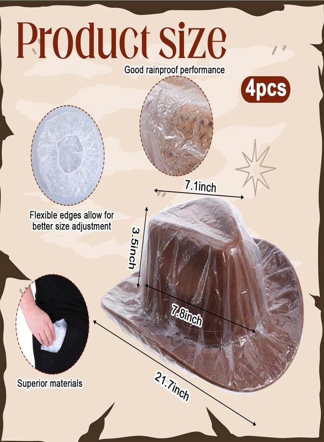 Zelphvt 4 Pcs Cowboy Hat Cover, Unisex Cowboys Hats Covers Transparent Cowboy Hat Rain Cover for Dust Waterproof Hats Protector for Storage - Image 2