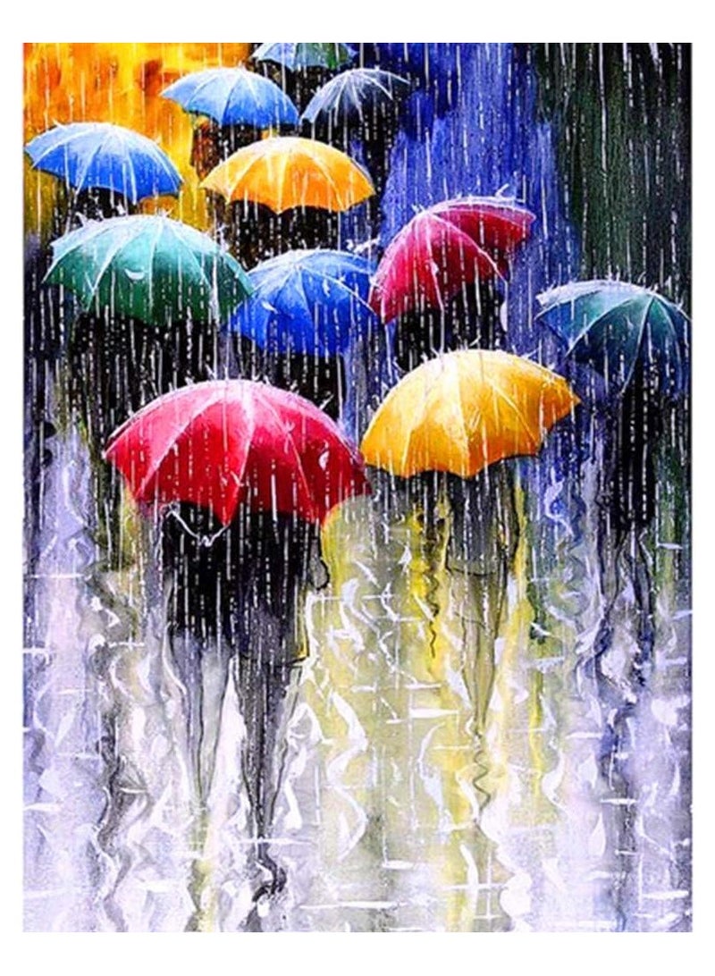 Cool Baby 5D Diamond Painting, DIY Full Rhinestones, Cross-Stitch Embroidery, Crafts, Artwork, Canvas, Wall Decoration, 12X16 inches, Stroll in The rain - Image 1