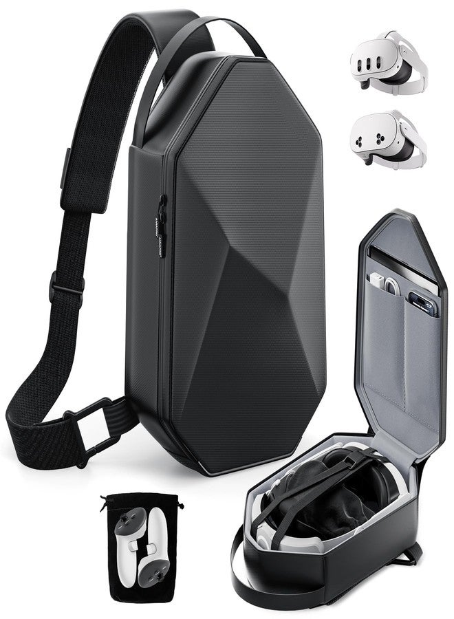 ANNAPRO Carrying Case for Oculus Quest 2/Meta Quest Pro, Hard Travel Case for Quest 2/ Meta Quest Pro VR Gaming Elite Strap Headset and Controllers Accessories Crossbody Shoulder Chest Backpack - Image 1