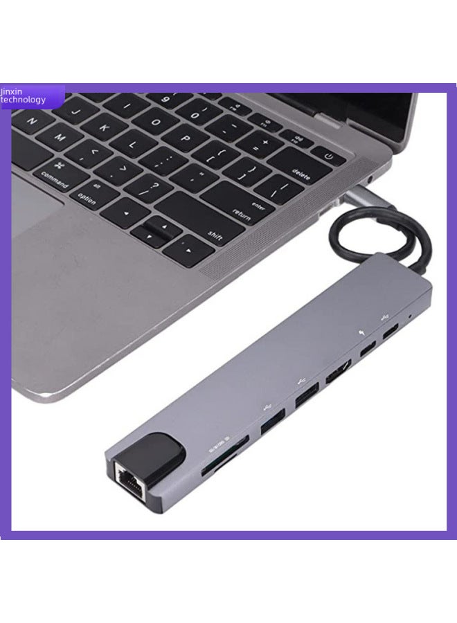 Neutral Type-c To Hdmi Network Card Multi-function Intelligent Docking Station 8 In 1 Docking Station Fast Charging For Notebook Tablet - Image 3