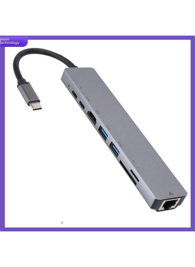 Neutral Type-c To Hdmi Network Card Multi-function Intelligent Docking Station 8 In 1 Docking Station Fast Charging For Notebook Tablet - Image 5