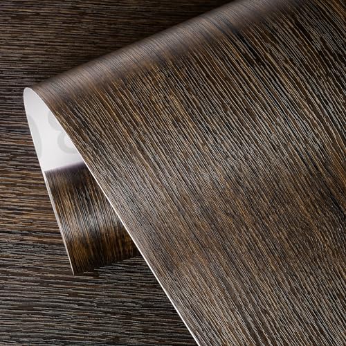 ReWallpaper Wood Wallpaper Dark Brown Wood Contact Paper Peel and Stick Waterproof Wood Grain Contact Paper for Countertops Cabinets Doors Table Desk Self Adhesive Thicken Textured Vinyl 17.7×78.7" - Image 2