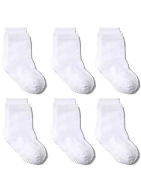 6 Pairs Of Cotton Non-Slip Striped Baby Socks for Boys Girls Socks White
