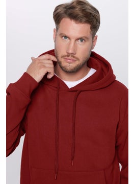 Unisex Oversize Wide Cut Cotton Soft Textured Fleece Lined Basic Claret Red Hooded Sweatshirt - pzsku/ZD997CFCF103358A1564DZ/45/_/1731183004/efdbce9e-9643-484c-a930-c4a9be4ac7bc